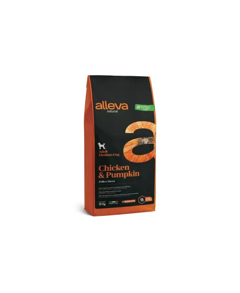 Храна за кучета alleva natural adult medium с пиле и тиква 12 кг.
