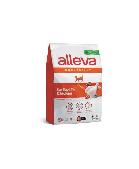 Храна за котки alleva equilibrium sterilized (adult cat) с пилешко, 1.5кг. 