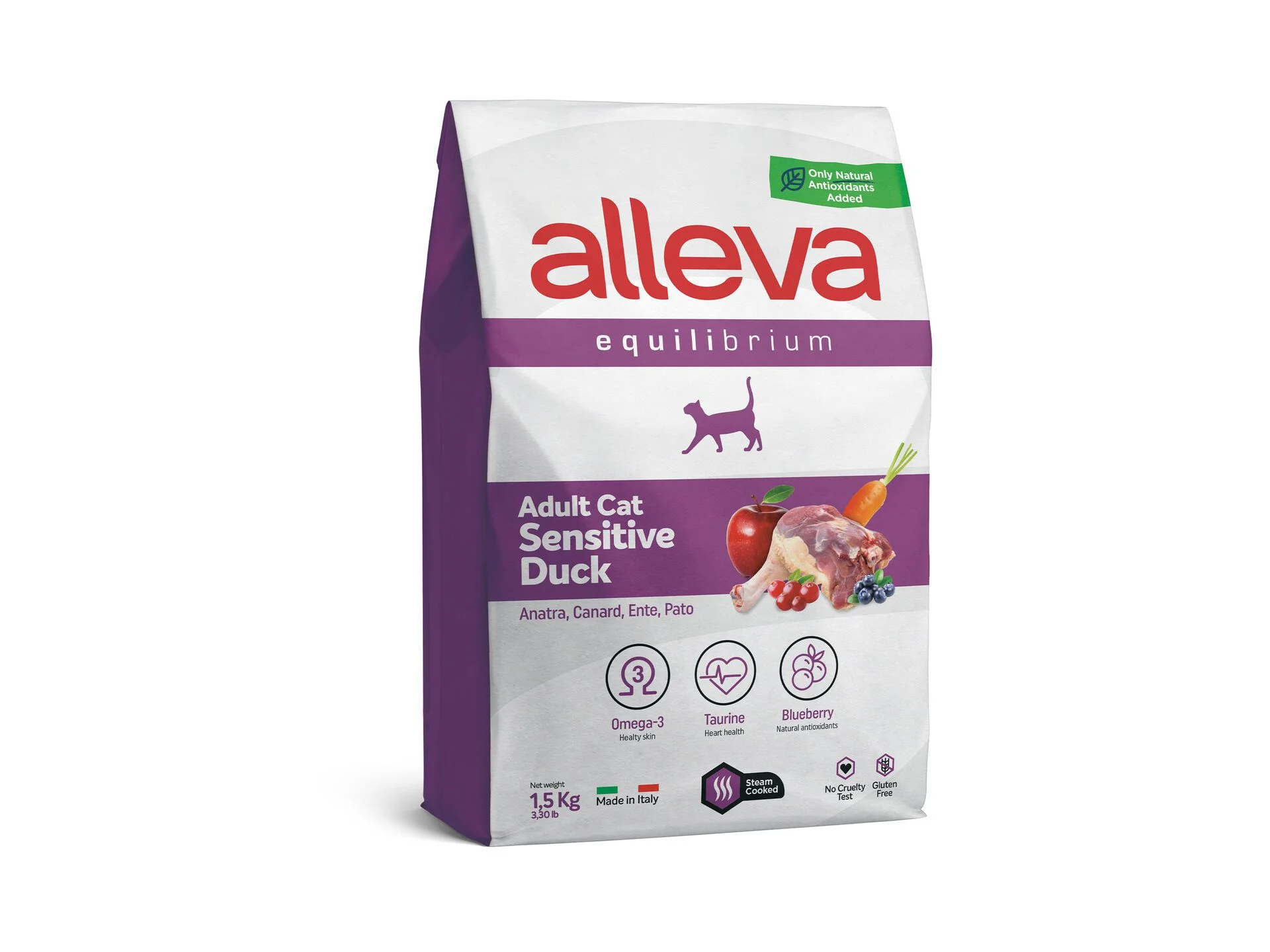 Храна за котки alleva equilibrium sensitive (adult cat) с патешко, 1.5кг.